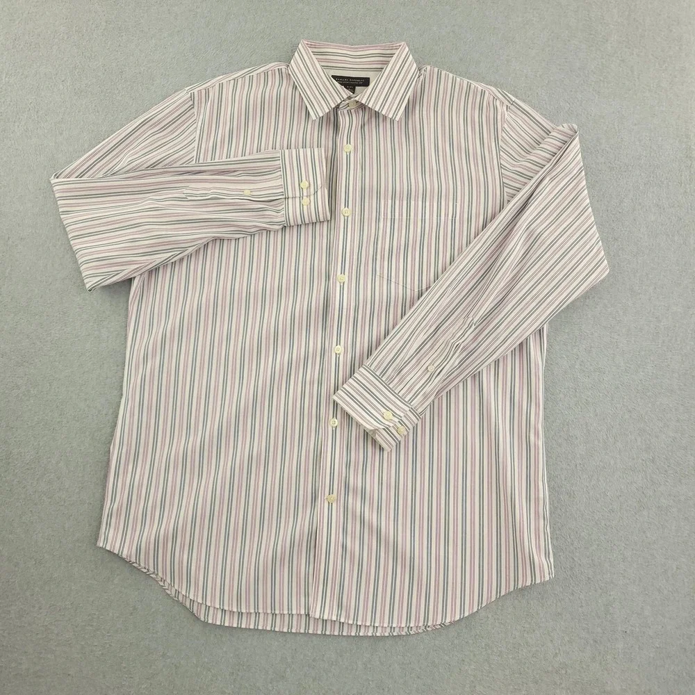 Banana Republic Dress Shirt Mens 16.5 34/35 Multi Stripe Classic Fit Non Iron‎